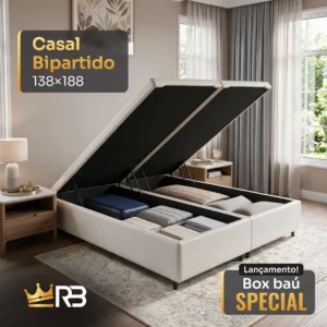 Cama Box Baú Special – Casal Bipartido 138×188
